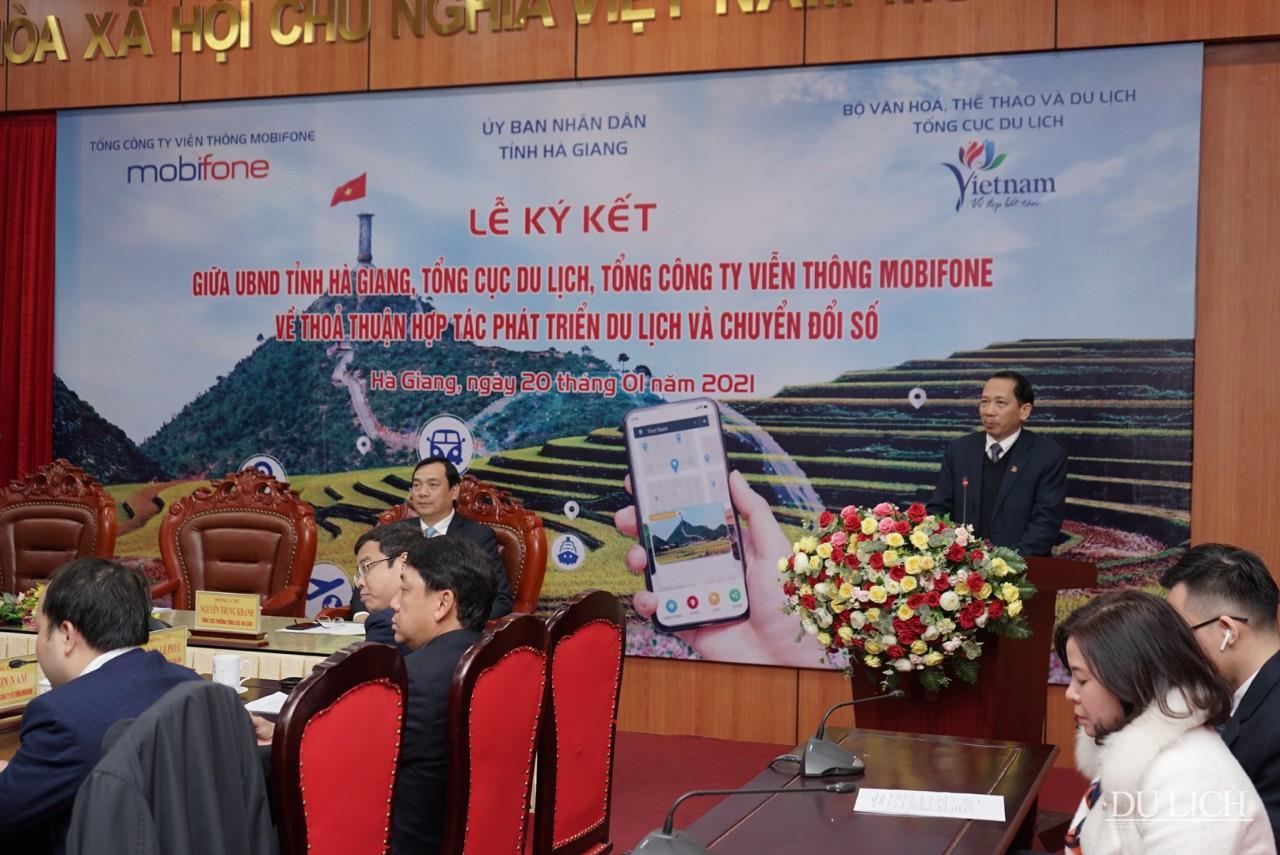 Ông Trần Đức Quý, Phó Chủ tịch UBND tỉnh Hà Giang phát biểu tại Lễ ký kết